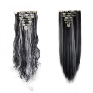 Thick clip in hair extensions Black and silver !